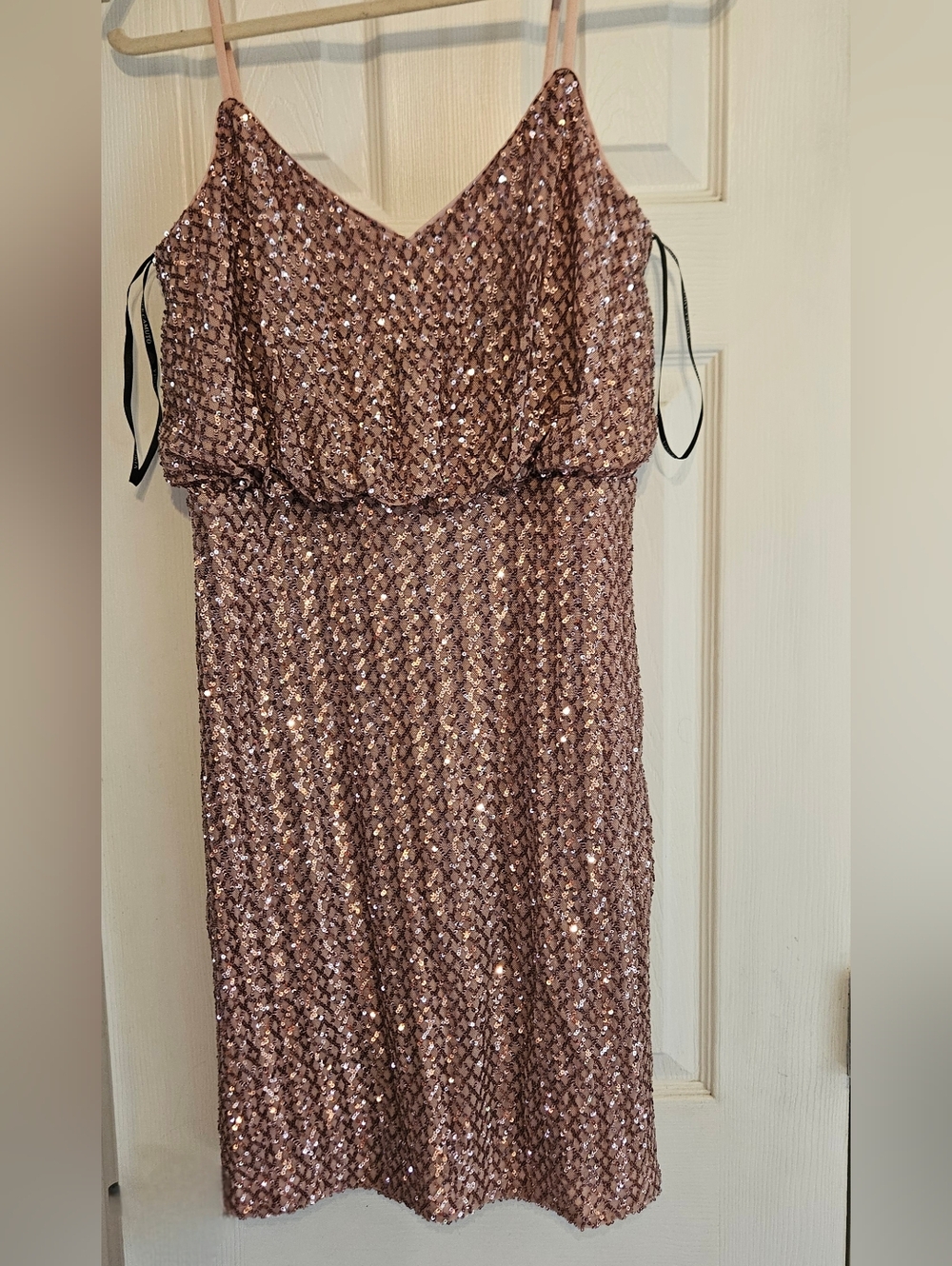 Vince Camuto Rose Gold Sequin Strapless Cocktail Dress